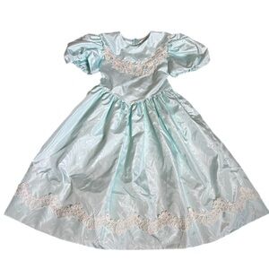 Vintage 1990s Jayne Copeland Blue Beaded Lace Dress